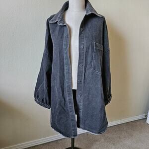 Blue B Boutique Legend Rhinestone Denim Shacket in Vintage Black S/M